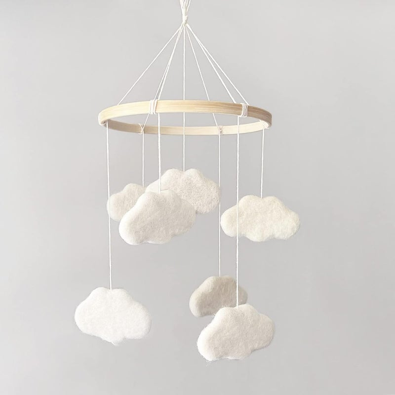 EBINGMIMA Baby Mobile for Crib - Boho Crib Mobile - Felt Cloud Mobile - Gender Neutral Baby Mobile - Boho Nursery Decor - Crib Mobile for Girls, Boys - Mobile for Bassinet, Pack N Play - Cloud - Image 5